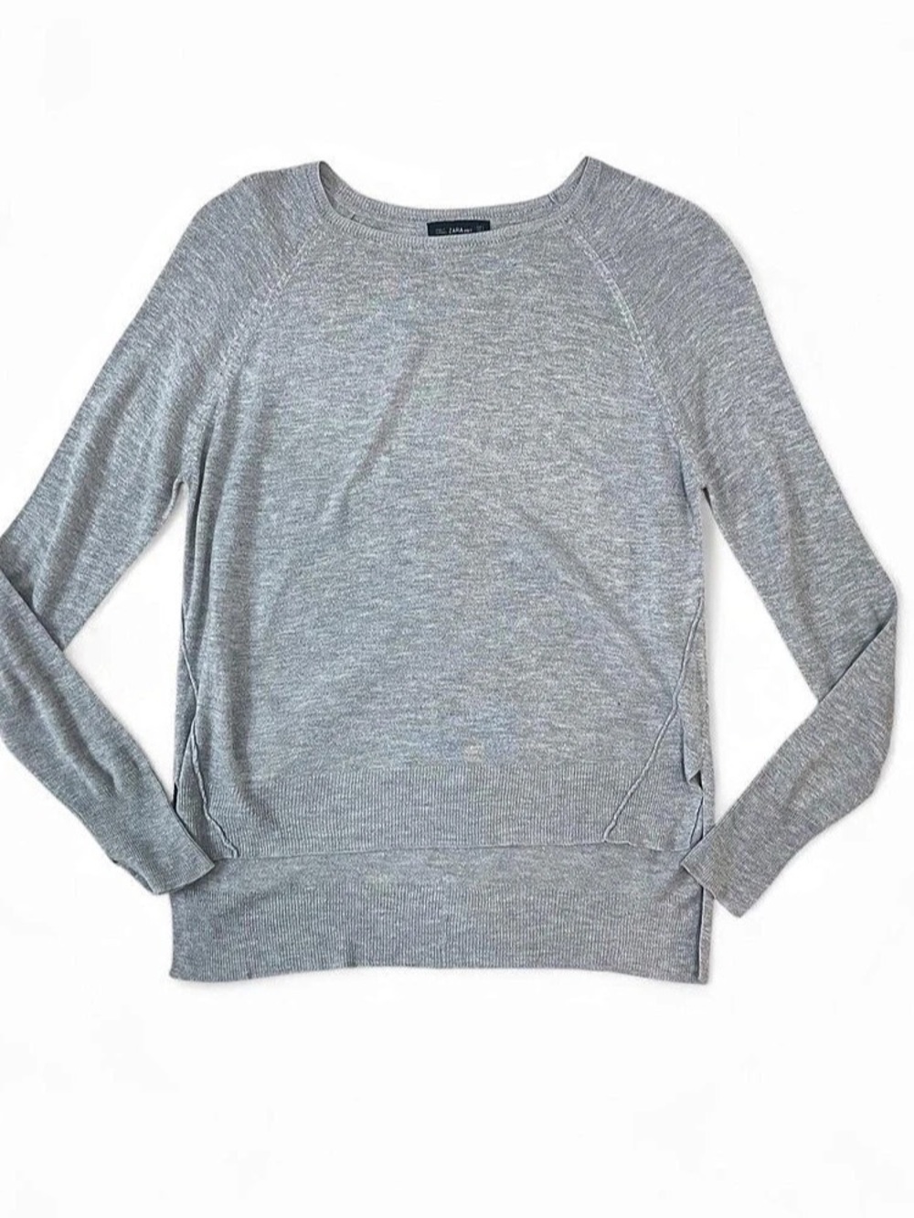 Zara Gray Crew Neck Sweater Size Small